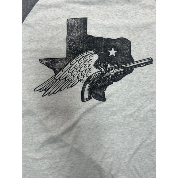 Next Level Miranda Lamberts Pink Pistol Texas Print Raglan Baseball Tee Small - Picture 3 of 6